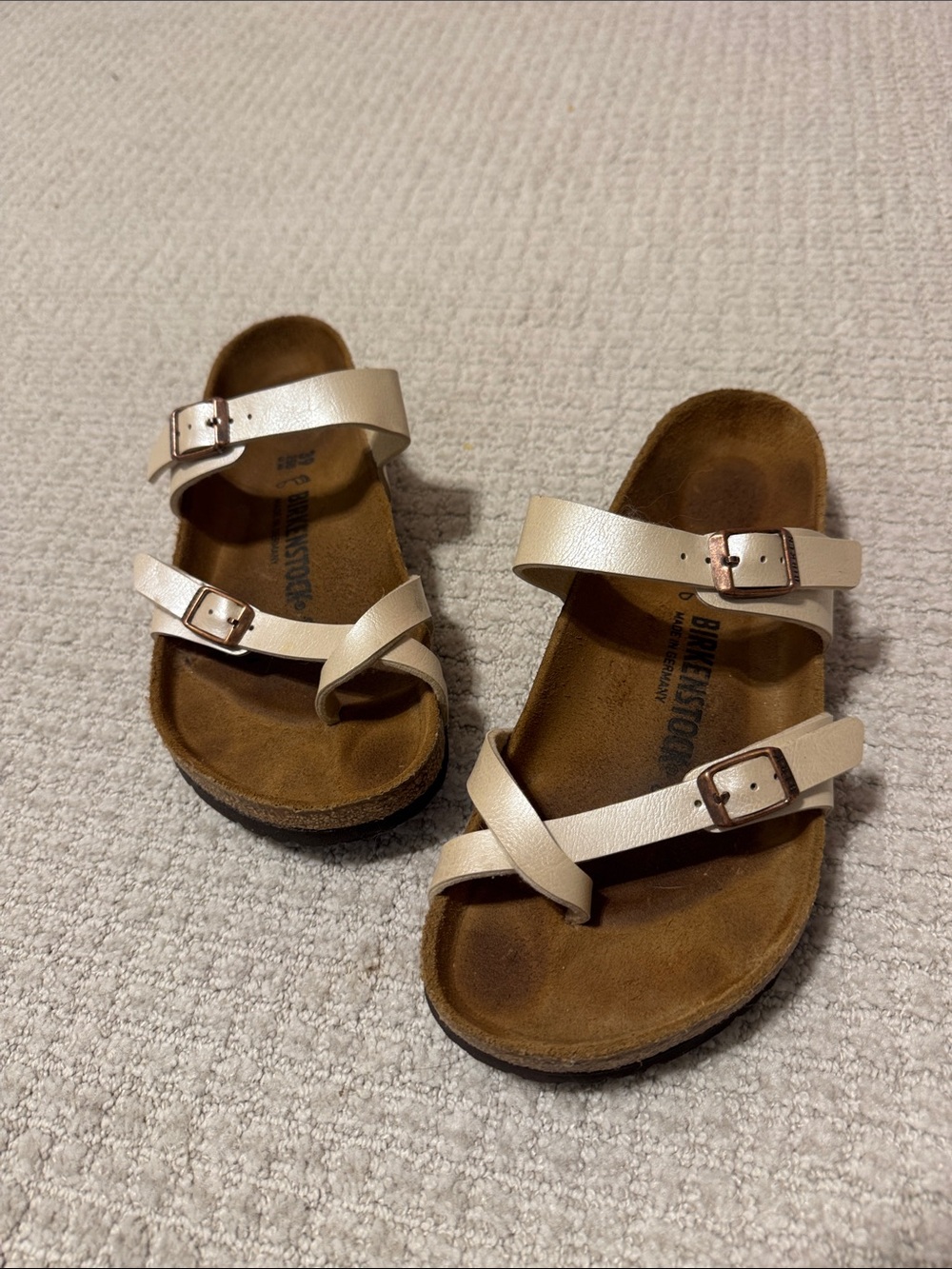 Birkenstock Mayari Graceful Pearl Cream Triple-Strap Sandals size 39